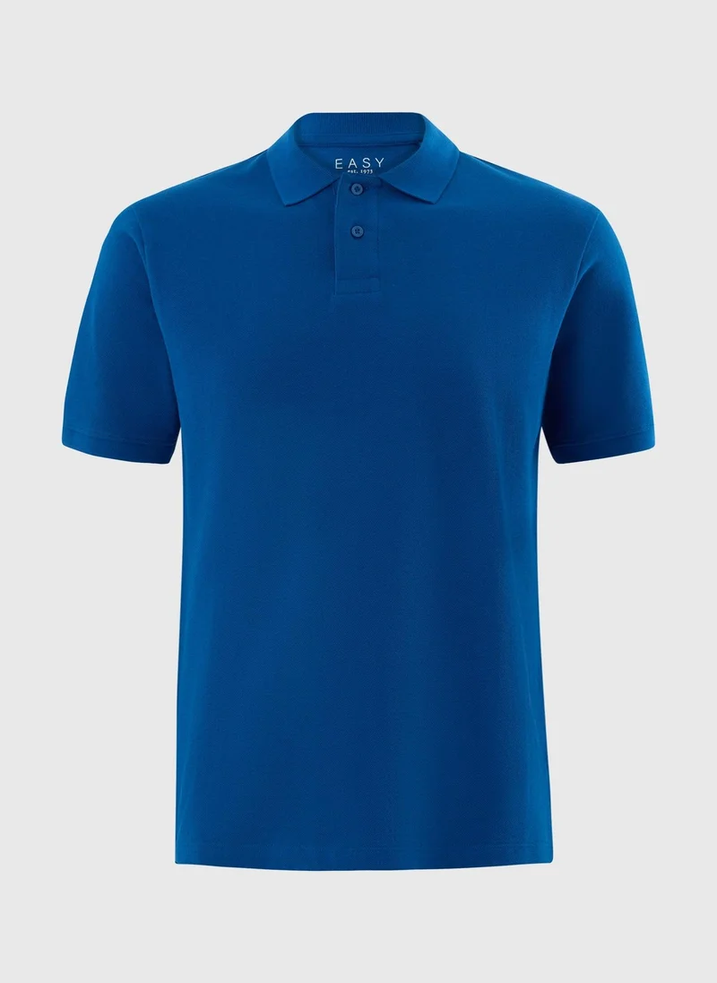 ماتلان Blue Solid Polo Top